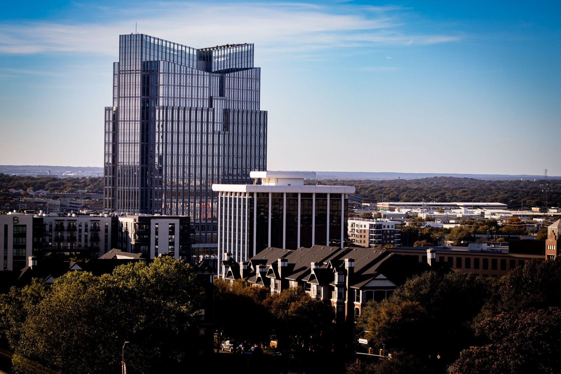 Commercial buildings in a business district